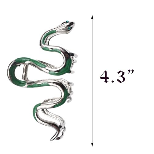 Fashionable Green Snake Design Metal Hair Claws - Non Slip 4.3" Big Hair Clips for Women Girls Gothic Halloween - görsel 4