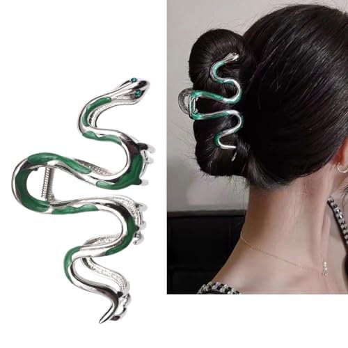 Fashionable Green Snake Design Metal Hair Claws - Non Slip 4.3" Big Hair Clips for Women Girls Gothic Halloween - görsel 2