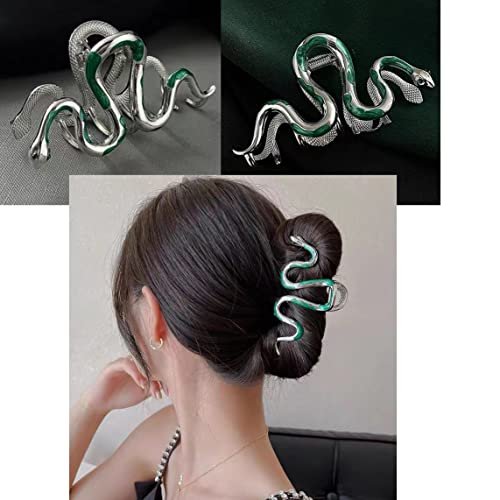 Fashionable Green Snake Design Metal Hair Claws - Non Slip 4.3" Big Hair Clips for Women Girls Gothic Halloween - görsel 6