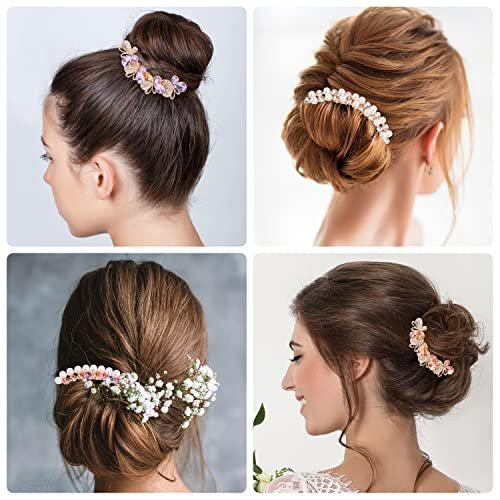 Pearl Rhinestone Butterfly Hair Fork Clips – Crystal French Twist Pins for Updo Buns, Vintage Styling Combs for Women & Girls (4-Pack, Colorful) Avelisse
