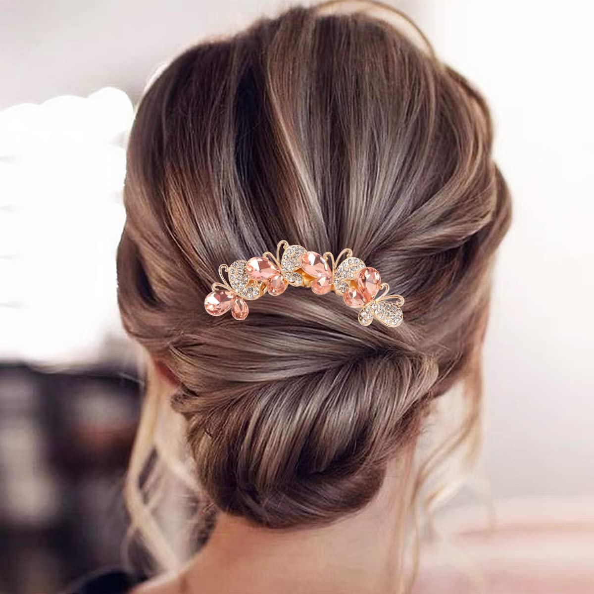 Pearl Rhinestone Butterfly Hair Fork Clips – Crystal French Twist Pins for Updo Buns, Vintage Styling Combs for Women & Girls (4-Pack, Colorful) Avelisse