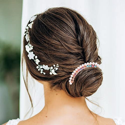 Pearl Rhinestone Butterfly Hair Fork Clips – Crystal French Twist Pins for Updo Buns, Vintage Styling Combs for Women & Girls (4-Pack, Colorful) Avelisse