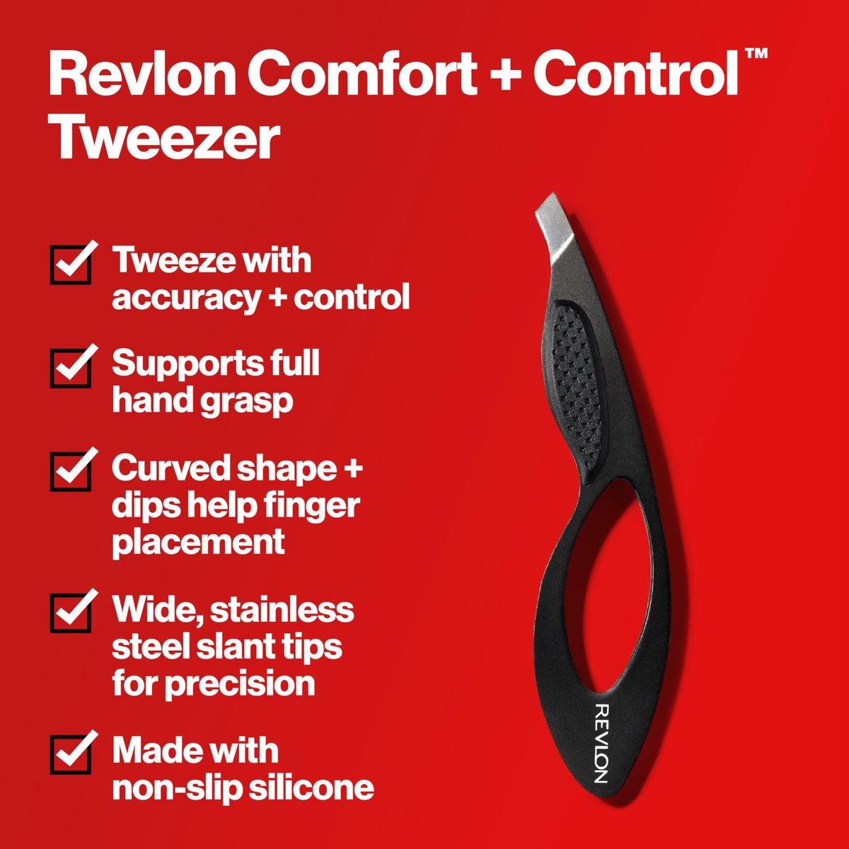 Revlon Comfort and Control Tweezer - Wide Grip Eyebrow Tweezer for Precise Hair Removal - görsel 8