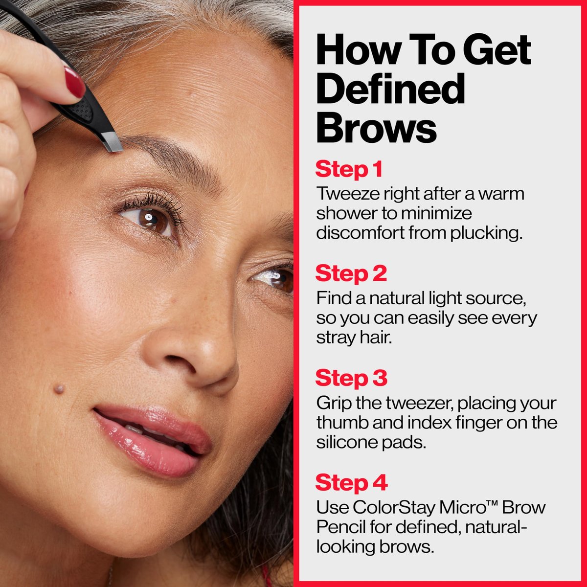 Revlon Comfort and Control Tweezer - Wide Grip Eyebrow Tweezer for Precise Hair Removal - görsel 14