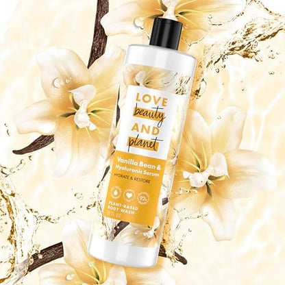 Love Beauty and Planet Plant-Based Body Wash Hydrate & Restore Vanilla Bean & Hyaluronic Serum - 20 oz