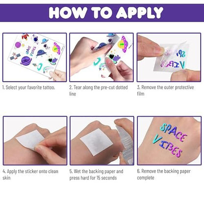 96PCS Galaxy Pre-Cut Temporary Tattoos for Kids - Outer Space Themed Birthday Party Supplies, Cute Stickers for Boys & Girls, Fun Party Favors, Classroom Prizes, Christmas Gifts