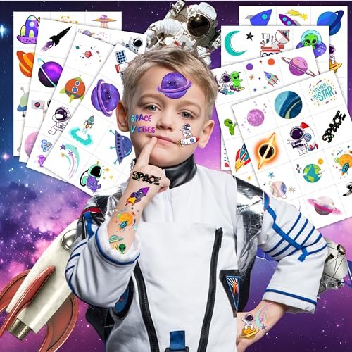 96PCS Galaxy Pre-Cut Temporary Tattoos for Kids - Outer Space Themed Birthday Party Supplies, Cute Stickers for Boys & Girls, Fun Party Favors, Classroom Prizes, Christmas Gifts - görsel 4