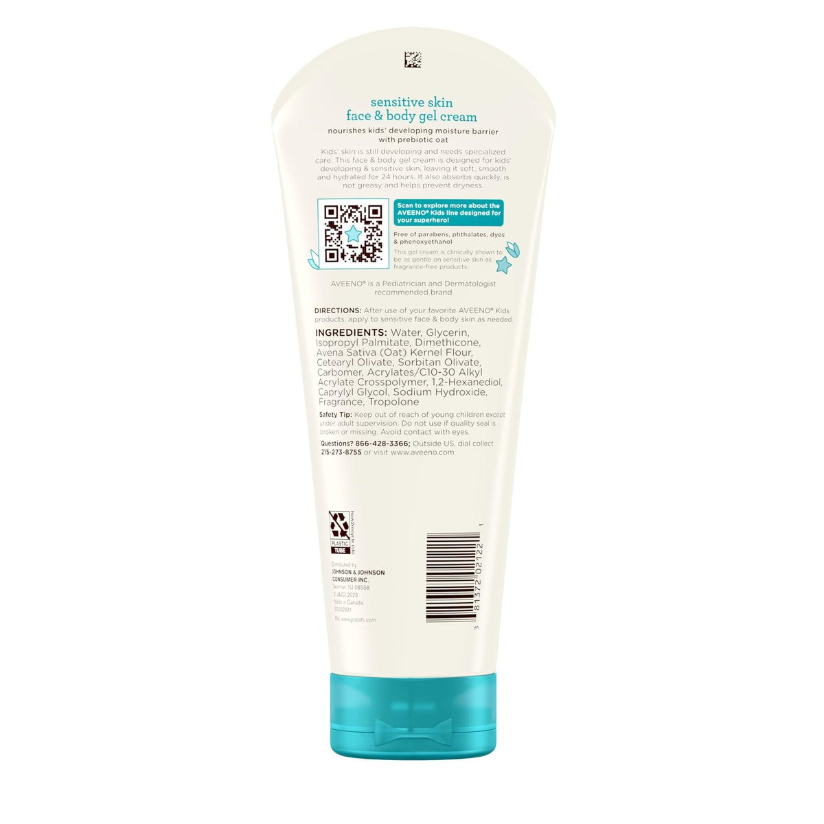 Aveeno Sensitive Skin Face & Body Gel Cream for Kids with Prebiotic Oat, Clinically Proven 24-Hour Hydration, Hypoallergenic, 8 oz - görsel 15