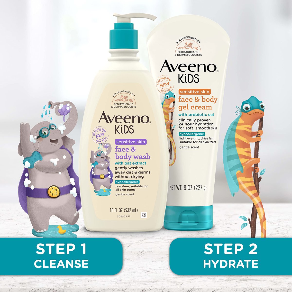Aveeno Sensitive Skin Face & Body Gel Cream for Kids with Prebiotic Oat, Clinically Proven 24-Hour Hydration, Hypoallergenic, 8 oz - görsel 7