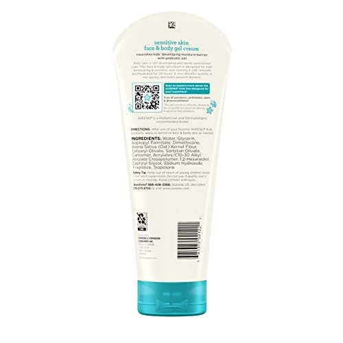 Aveeno Sensitive Skin Face & Body Gel Cream for Kids with Prebiotic Oat, Clinically Proven 24-Hour Hydration, Hypoallergenic, 8 oz - görsel 18