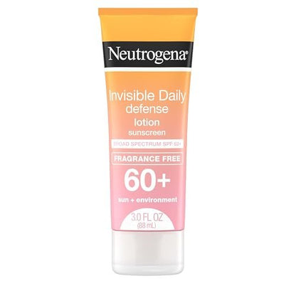 Neutrogena Invisible Daily Defense Fragrance-Free Sunscreen Lotion, SPF 60+, Broad Spectrum, Water-Resistant, 3.0 fl. oz
