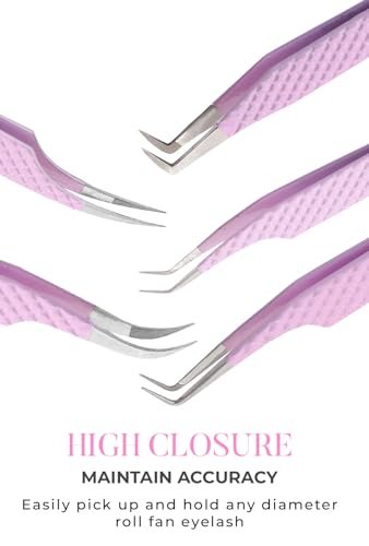 Professional Fiber Tip Lash Tweezers for Eyelash Extensions - Pink Stainless Steel Avelisse