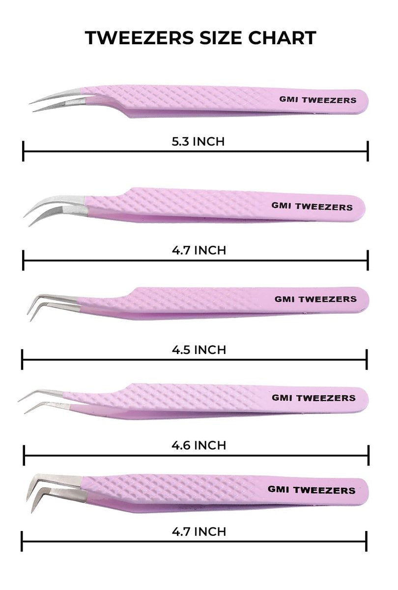 Professional Fiber Tip Lash Tweezers for Eyelash Extensions - Pink Stainless Steel Avelisse