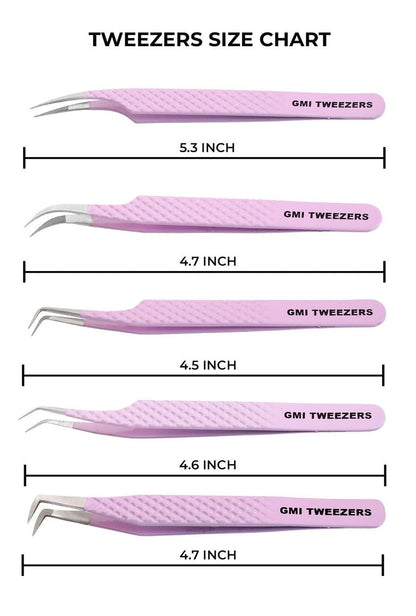 Professional Fiber Tip Lash Tweezers for Eyelash Extensions - Pink Stainless Steel Avelisse