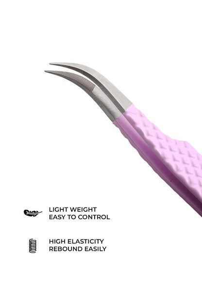 Professional Fiber Tip Lash Tweezers for Eyelash Extensions - Pink Stainless Steel Avelisse