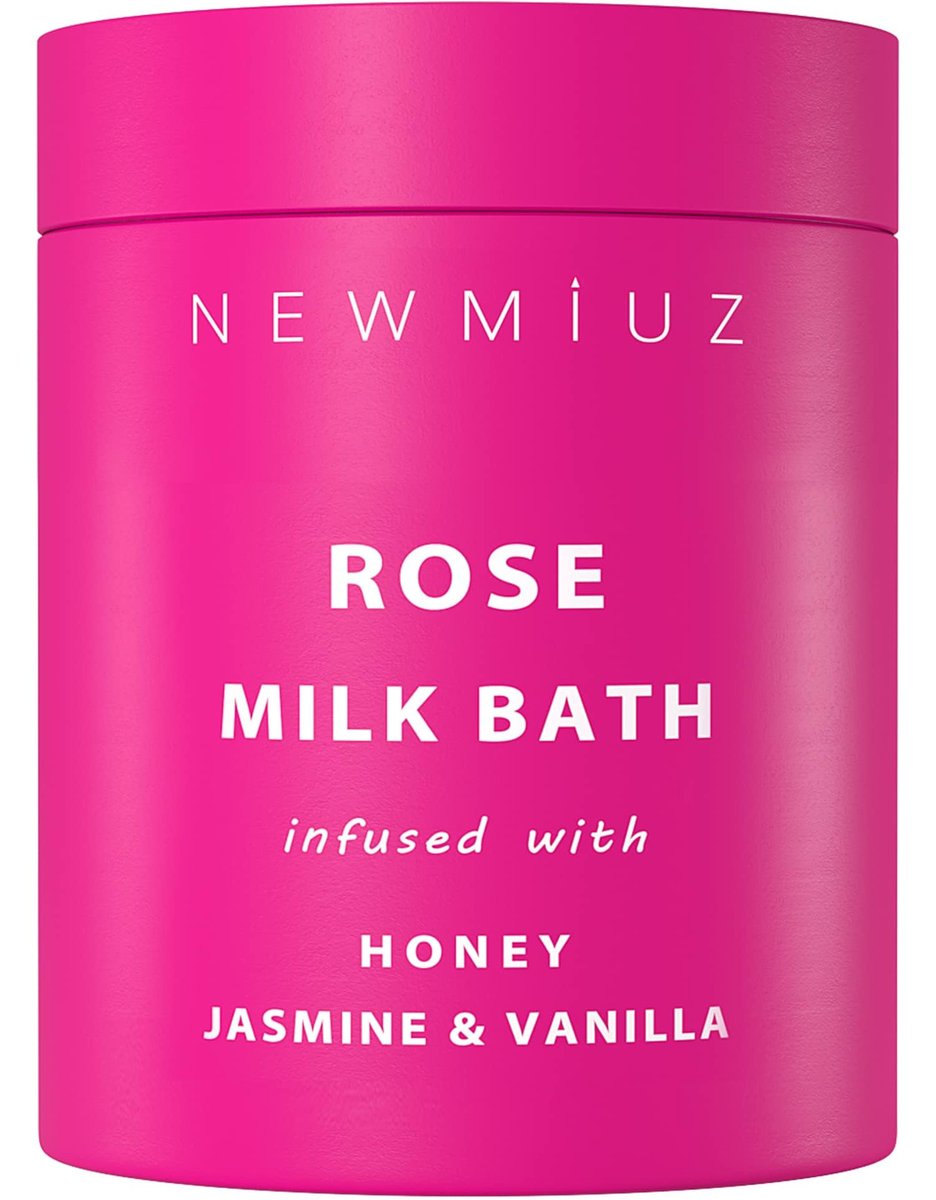 Calming Rose & Coconut Milk Bath Soak – Moisturize, Soften Skin with Honey, Jasmine, Vanilla – Luxury Spa Bath Salt Powder for Stress Relief – Gift for Women Avelisse