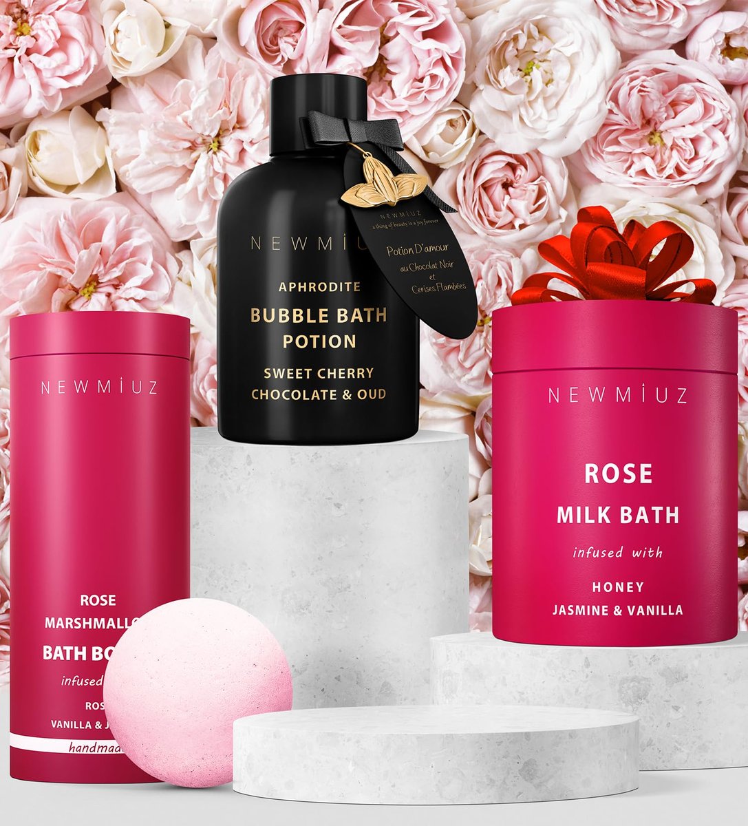 Calming Rose & Coconut Milk Bath Soak – Moisturize, Soften Skin with Honey, Jasmine, Vanilla – Luxury Spa Bath Salt Powder for Stress Relief – Gift for Women Avelisse