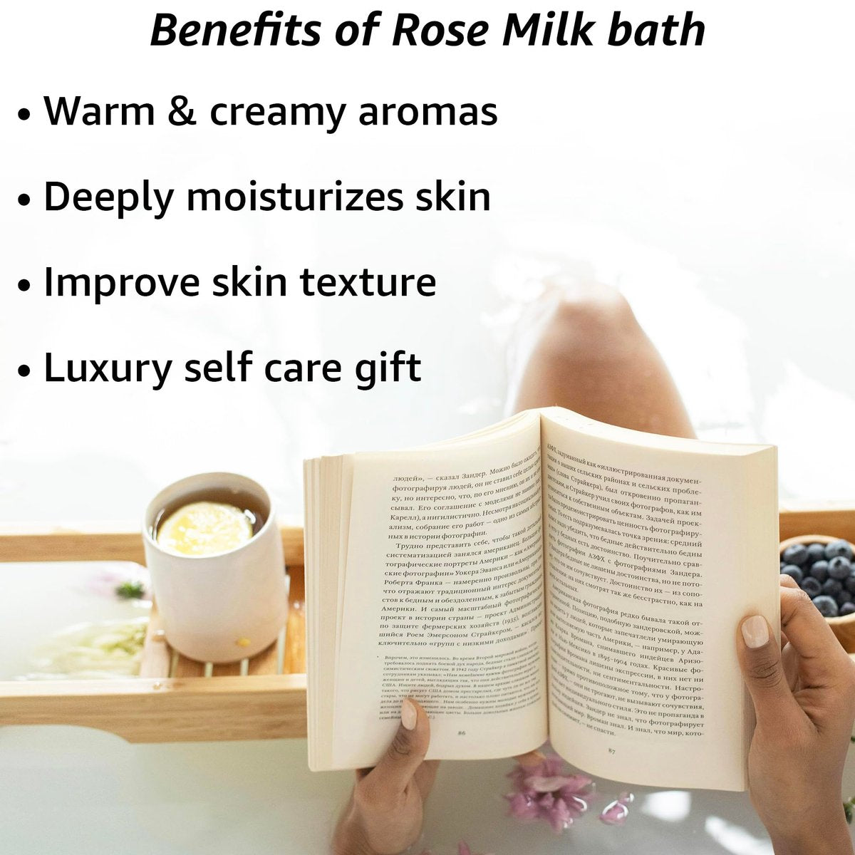 Calming Rose & Coconut Milk Bath Soak – Moisturize, Soften Skin with Honey, Jasmine, Vanilla – Luxury Spa Bath Salt Powder for Stress Relief – Gift for Women Avelisse