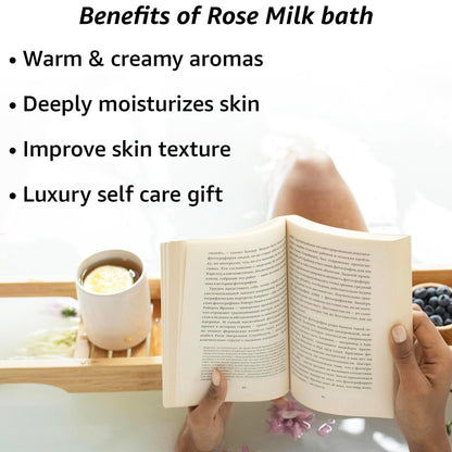 Calming Rose & Coconut Milk Bath Soak – Moisturize, Soften Skin with Honey, Jasmine, Vanilla – Luxury Spa Bath Salt Powder for Stress Relief – Gift for Women Avelisse