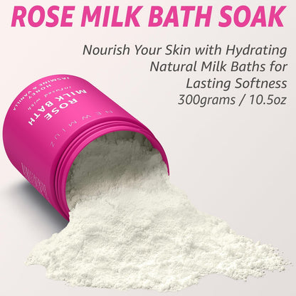 Calming Rose & Coconut Milk Bath Soak – Moisturize, Soften Skin with Honey, Jasmine, Vanilla – Luxury Spa Bath Salt Powder for Stress Relief – Gift for Women Avelisse
