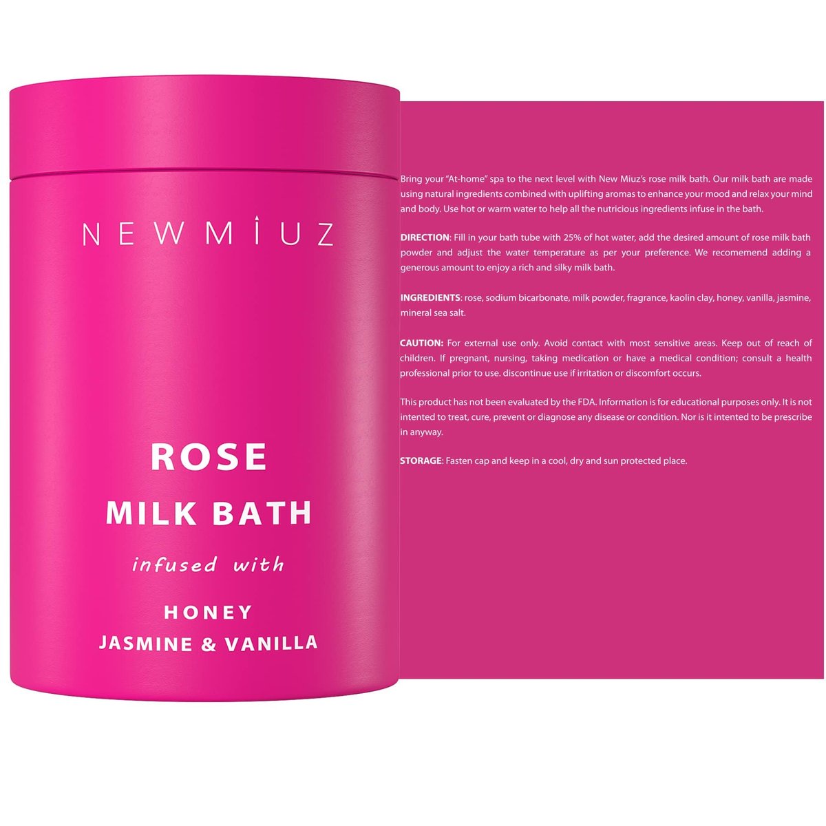 Calming Rose & Coconut Milk Bath Soak – Moisturize, Soften Skin with Honey, Jasmine, Vanilla – Luxury Spa Bath Salt Powder for Stress Relief – Gift for Women Avelisse