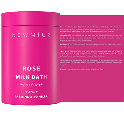 Calming Rose & Coconut Milk Bath Soak – Moisturize, Soften Skin with Honey, Jasmine, Vanilla – Luxury Spa Bath Salt Powder for Stress Relief – Gift for Women Avelisse
