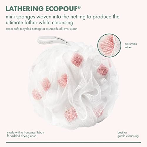 EcoTools Lathering EcoPouf with Mini Sponges - Gentle Exfoliating Loofah for Bath or Shower, 1 Count - görsel 4