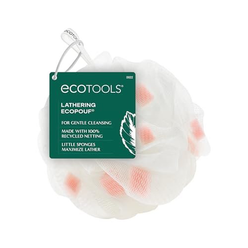 EcoTools Lathering EcoPouf with Mini Sponges - Gentle Exfoliating Loofah for Bath or Shower, 1 Count - görsel 2