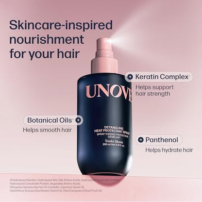UNOVE Detangling Heat Protection Spray for Damaged Hair | Deep Hydration & Repair | Lightweight Leave-In Formula | Frizz Control | Smooth, Silky Finish, 200ml Avelisse
