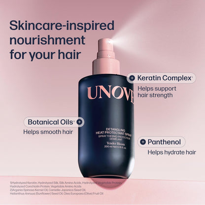 UNOVE Detangling Heat Protection Spray for Damaged Hair | Deep Hydration & Repair | Lightweight Leave-In Formula | Frizz Control | Smooth, Silky Finish, 200ml Avelisse