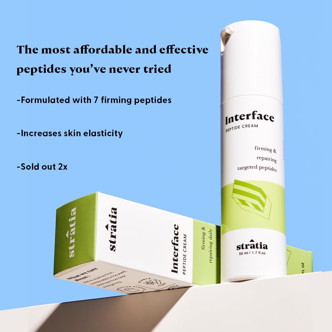 Stratia Interface Daily Moisturizer with Peptides – Hydrating & Repairing Face Moisturizer for All Skin Types (1.70 Fl Oz) Avelisse