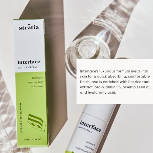 Stratia Interface Daily Moisturizer with Peptides – Hydrating & Repairing Face Moisturizer for All Skin Types (1.70 Fl Oz) Avelisse