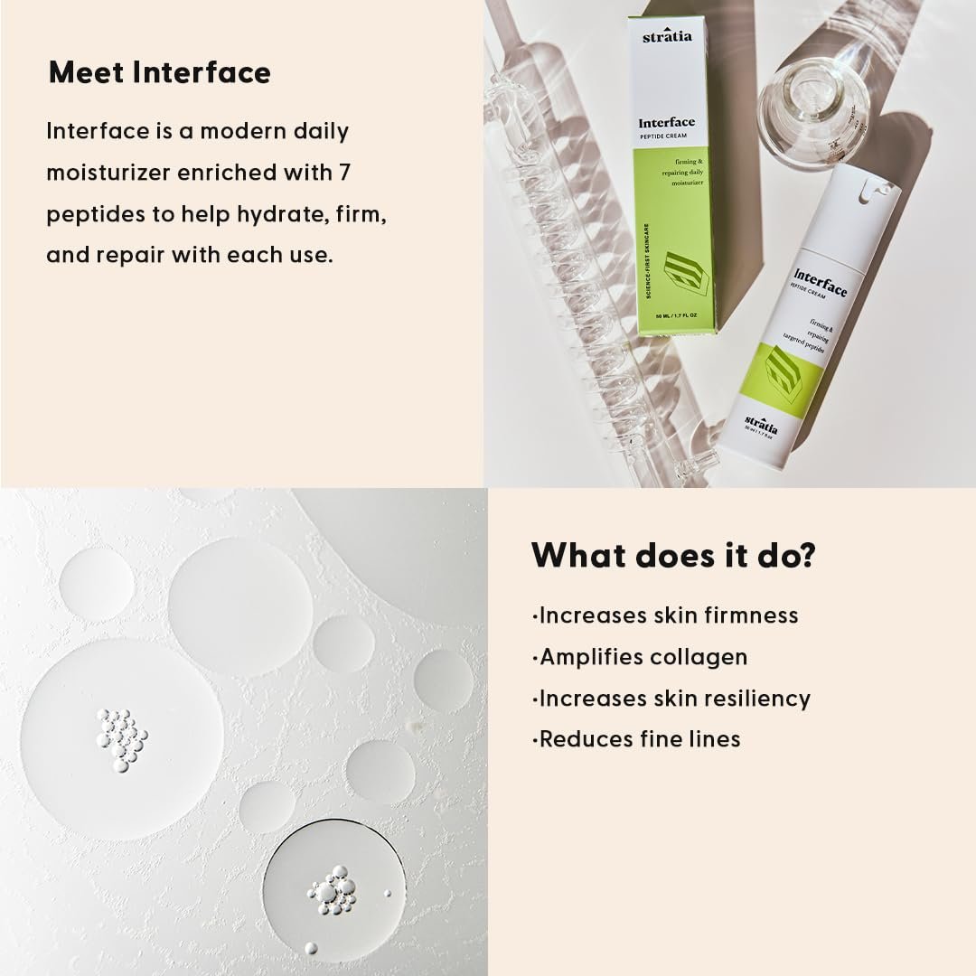 Stratia Interface Daily Moisturizer with Peptides – Hydrating & Repairing Face Moisturizer for All Skin Types (1.70 Fl Oz) Avelisse