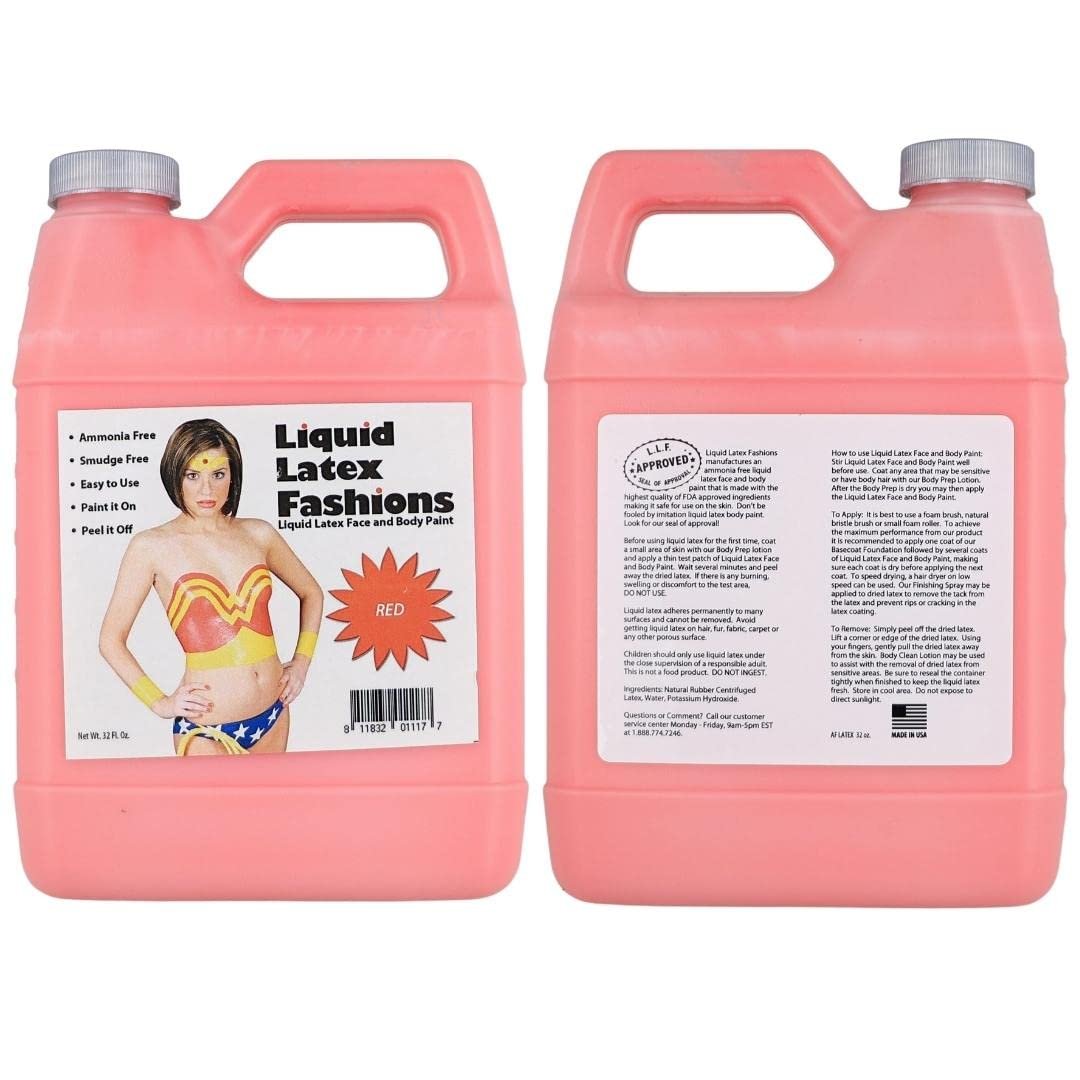 Liquid Latex Red Body Paint - 32 oz Bulk for Adults & Kids, Zombie Skin Makeup for Halloween, Theater, Cosplay - görsel 3
