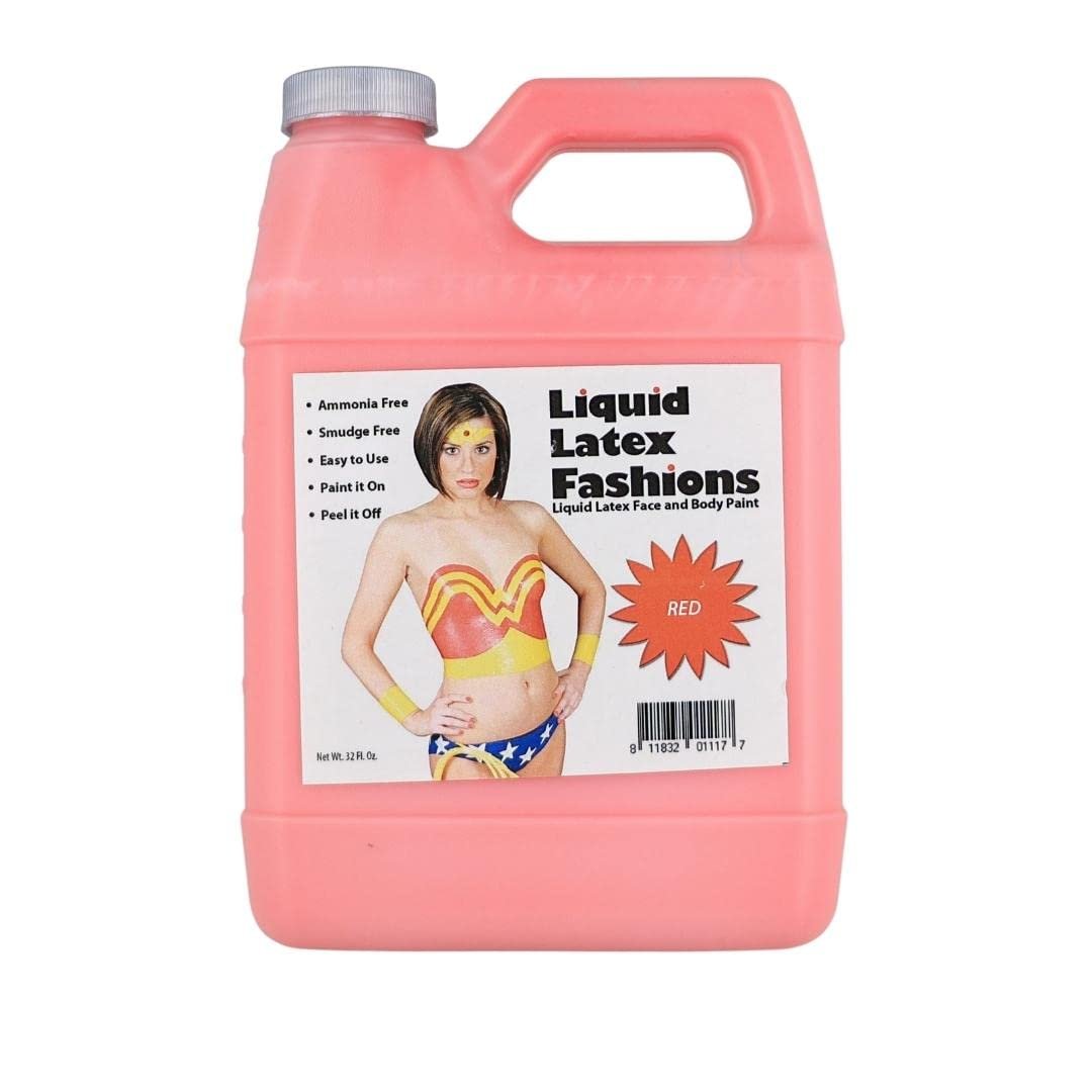Liquid Latex Red Body Paint - 32 oz Bulk for Adults & Kids, Zombie Skin Makeup for Halloween, Theater, Cosplay - görsel 1