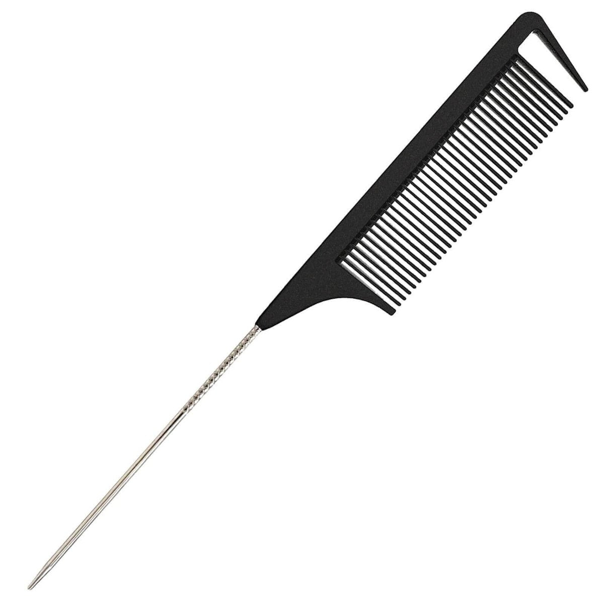 Yumflan Hair Comb - Rat Tail Comb for Braiding, Stainless Steel Pintail for Sectioning & Parting - Black - görsel 1