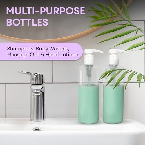 BRIGHTFROM Empty Lotion Pump Bottles 16 OZ, BPA-Free Refillable Containers, Plastic PET, 2 Pack (White Pump) - görsel 8