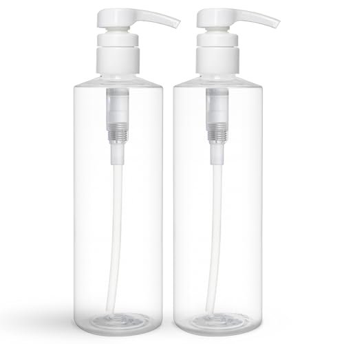 BRIGHTFROM Empty Lotion Pump Bottles 16 OZ, BPA-Free Refillable Containers, Plastic PET, 2 Pack (White Pump) - görsel 2
