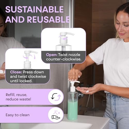 BRIGHTFROM Empty Lotion Pump Bottles 16 OZ, BPA-Free Refillable Containers, Plastic PET, 2 Pack (White Pump) - görsel 14