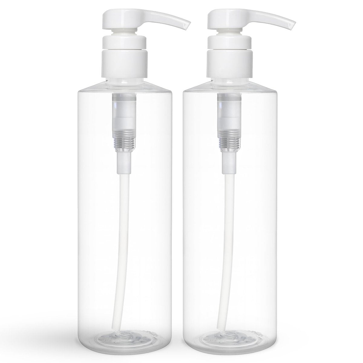 BRIGHTFROM Empty Lotion Pump Bottles 16 OZ, BPA-Free Refillable Containers, Plastic PET, 2 Pack (White Pump) - görsel 1