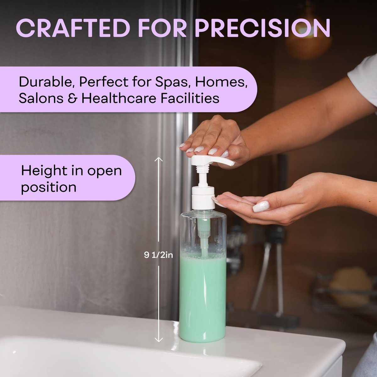 BRIGHTFROM Empty Lotion Pump Bottles 16 OZ, BPA-Free Refillable Containers, Plastic PET, 2 Pack (White Pump) - görsel 9
