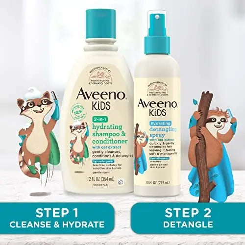 Aveeno Kids Hydrating Detangling Spray with Oat Extract – Tear-Free, Hypoallergenic Detangler for Sensitive Skin & Scalp, 10 fl. oz Avelisse