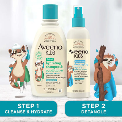 Aveeno Kids Hydrating Detangling Spray with Oat Extract – Tear-Free, Hypoallergenic Detangler for Sensitive Skin & Scalp, 10 fl. oz Avelisse