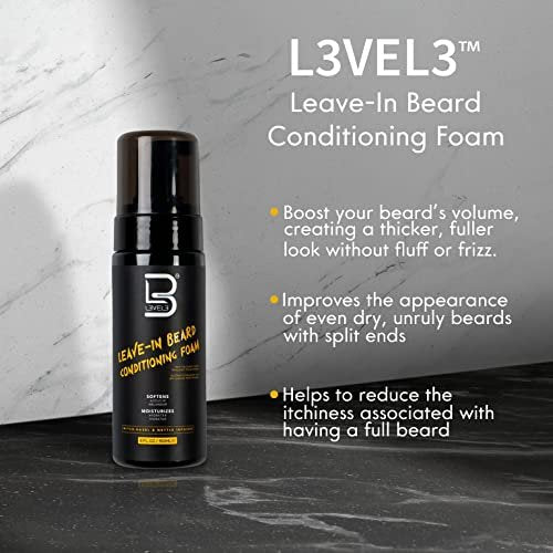 L3 Level 3 Leave In Beard Conditioner Foam - Lightweight Beard Hydrator for Soft, Smooth & Healthy Facial Hair (5 Fl Oz) Avelisse