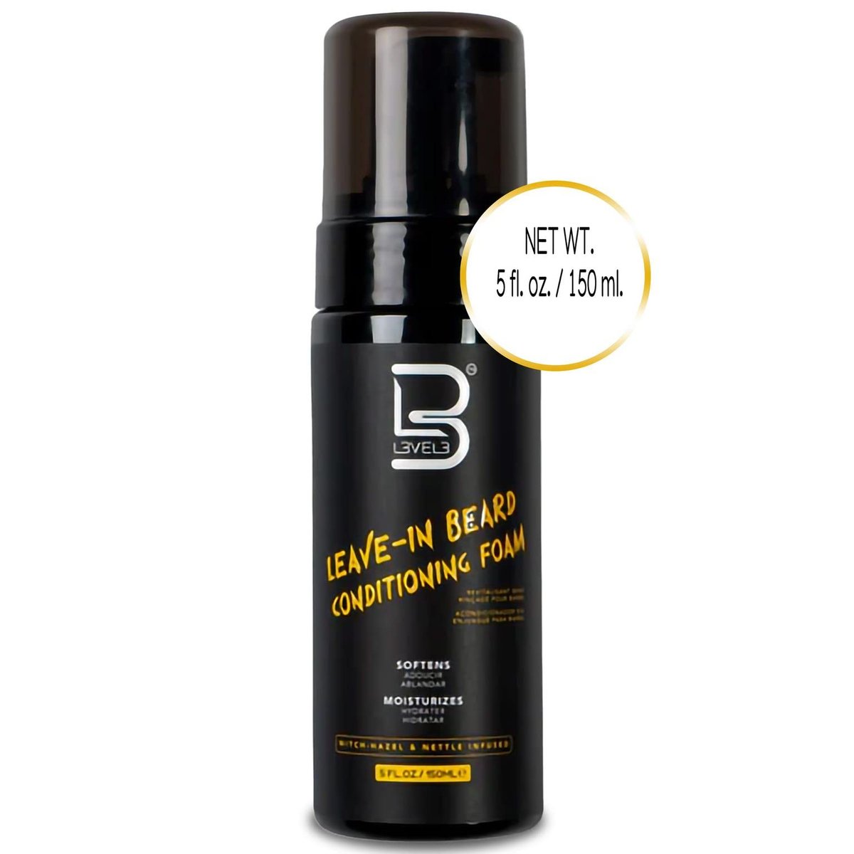 L3 Level 3 Leave In Beard Conditioner Foam - Lightweight Beard Hydrator for Soft, Smooth & Healthy Facial Hair (5 Fl Oz) Avelisse