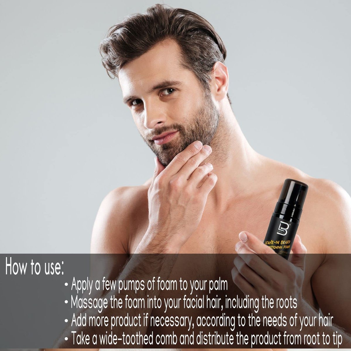 L3 Level 3 Leave In Beard Conditioner Foam - Lightweight Beard Hydrator for Soft, Smooth & Healthy Facial Hair (5 Fl Oz) Avelisse