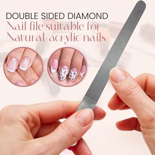Stainless Steel Diamond Deb Nail File for Manicure Pedicure - Double Sided Metal Nail Files for Natural and Acrylic Nails - 7 Inch, Pack of 2 by Krisp Beauty - görsel 6