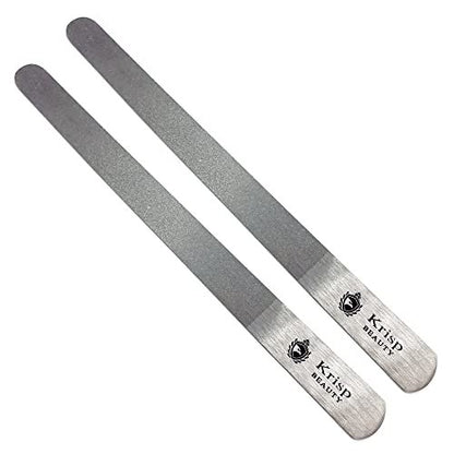 Stainless Steel Diamond Deb Nail File for Manicure Pedicure - Double Sided Metal Nail Files for Natural and Acrylic Nails - 7 Inch, Pack of 2 by Krisp Beauty