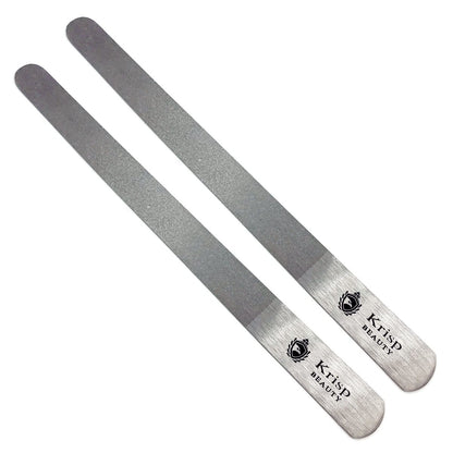 Stainless Steel Diamond Deb Nail File for Manicure Pedicure - Double Sided Metal Nail Files for Natural and Acrylic Nails - 7 Inch, Pack of 2 by Krisp Beauty