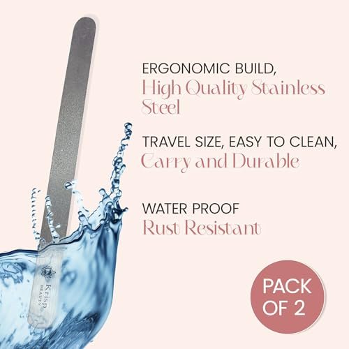Stainless Steel Diamond Deb Nail File for Manicure Pedicure - Double Sided Metal Nail Files for Natural and Acrylic Nails - 7 Inch, Pack of 2 by Krisp Beauty - görsel 8